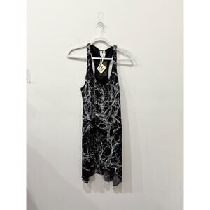 NWT Haute Hippie Sleeveless Patterned Racerback Mini Dress Black/White Women's S